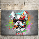 Bulldog Colorful Smoking Art Canvas Prints Wall Art Decor - Painting Canvas, Home Decor, Art Print, Art For Sale