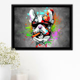 Bulldog Colorful Smoking Art Framed Canvas Prints Wall Art Decor - Painting Canvas, Floating Frame, Framed Picture