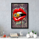 Bullet Lips Pop Art Framed Canvas Prints Wall Art Decor - Painting Canvas, Floating Frame, Framed Picture