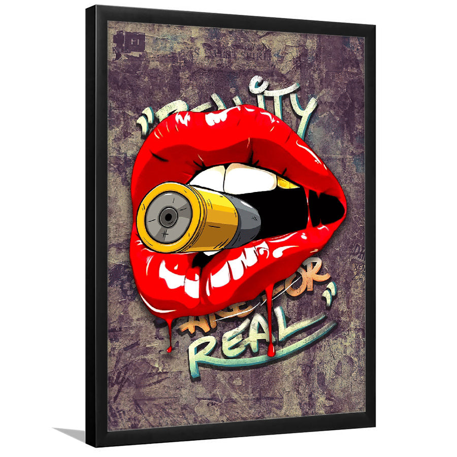 Bullet Lips Pop Art Framed Art Print Wall Decor - Painting Art, Wall Art, Framed Picture, Black Frame
