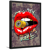 Bullet Lips Pop Art Framed Art Print Wall Decor - Painting Art, Wall Art, Framed Picture, Black Frame