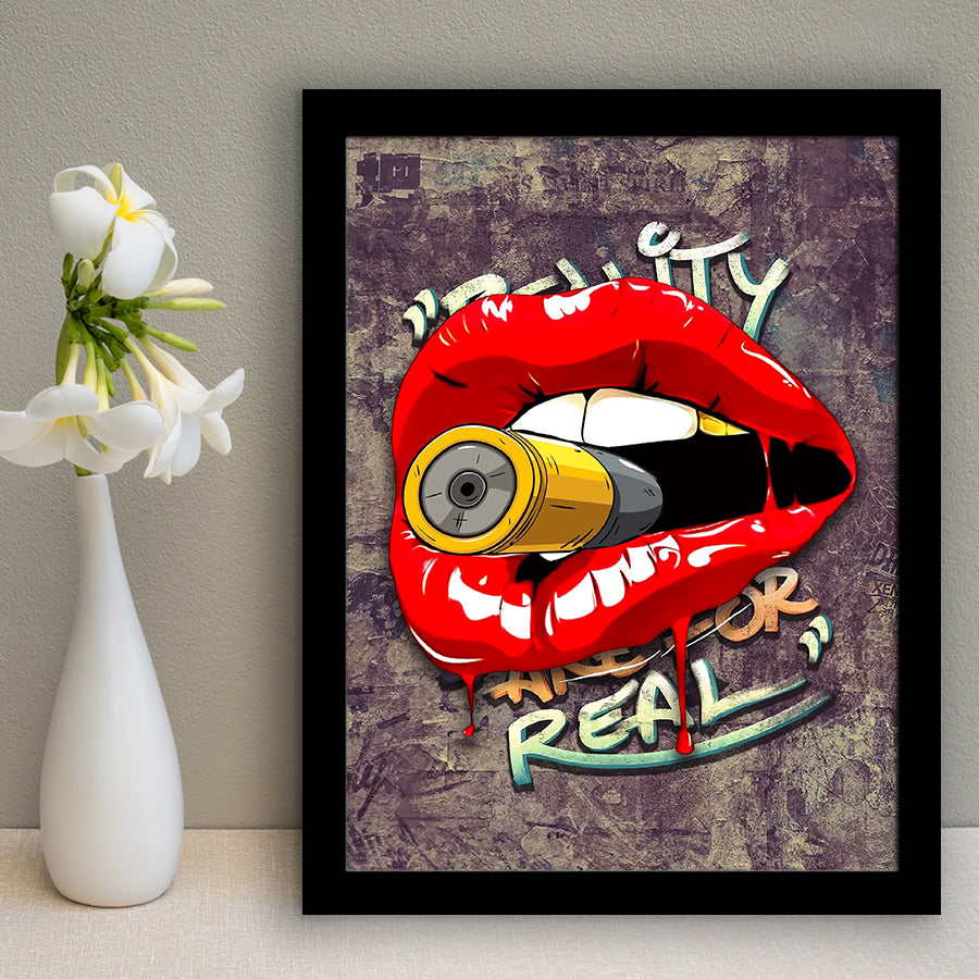 Bullet Lips Pop Art Framed Art Print Wall Decor - Painting Art, Wall Art, Framed Picture, Black Frame