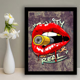 Bullet Lips Pop Art Framed Art Print Wall Decor - Painting Art, Wall Art, Framed Picture, Black Frame