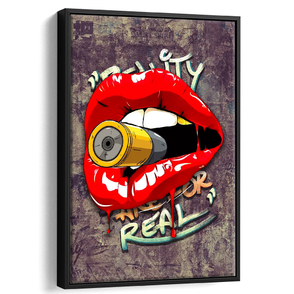 Bullet Lips Pop Art Framed Canvas Prints Wall Art Decor - Painting Canvas, Floating Frame, Framed Picture