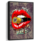 Bullet Lips Pop Art Framed Canvas Prints Wall Art Decor - Painting Canvas, Floating Frame, Framed Picture