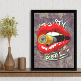 Bullet Lips Pop Art Framed Canvas Prints Wall Art Decor - Painting Canvas, Floating Frame, Framed Picture
