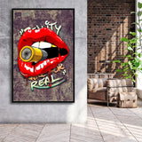 Bullet Lips Pop Art Framed Canvas Prints Wall Art Decor - Painting Canvas, Floating Frame, Framed Picture