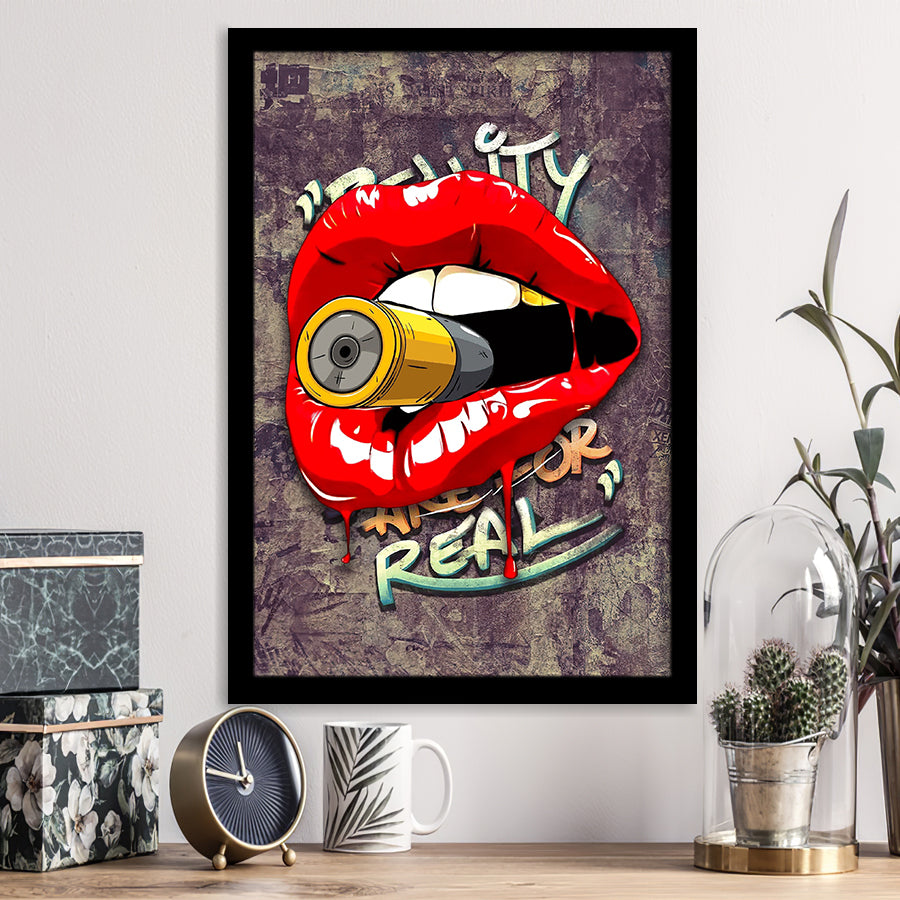 Bullet Lips Pop Art Framed Art Print Wall Decor - Painting Art, Wall Art, Framed Picture, Black Frame