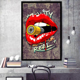 Bullet Lips Pop Art Framed Art Print Wall Decor - Painting Art, Wall Art, Framed Picture, Black Frame