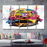 Burger Stay Hungry Graffiti Art Canvas 5 Piece B Prints Wall Art Decor - Painting Canvas, Multi Panels, Canvas Prints