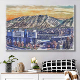 BYU Cougars LaVell Edwards Stadium Watercolor, Sport Art Prints Fan Gift, Canvas Prints Wall Art Decor