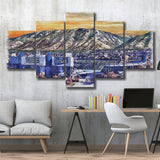 BYU Cougars LaVell Edwards Stadium Watercolor, 5 Pieces, Multi Panel Canvas Prints Wall Art Decor