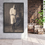 Babe Ruth Black And White Print, The Bambino Framed Canvas Prints Wall Art Home Decor, Floating Frame