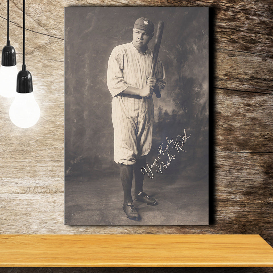 Babe Ruth Black And White Print, The Bambino Canvas Prints Wall Art Home Decor