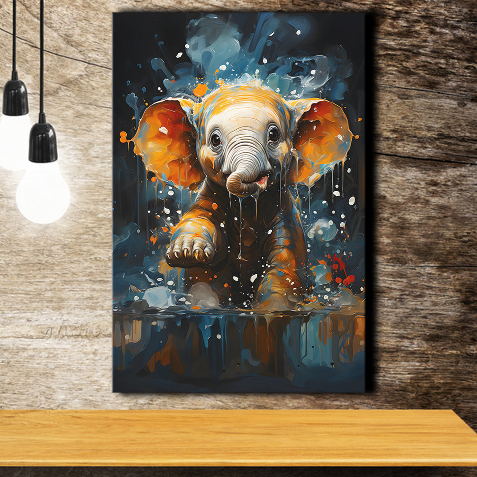 Baby Elephant Cute In Bathroom Canvas Prints Wall Art Home Decor, Painting Canvas, Living Room Wall Decor