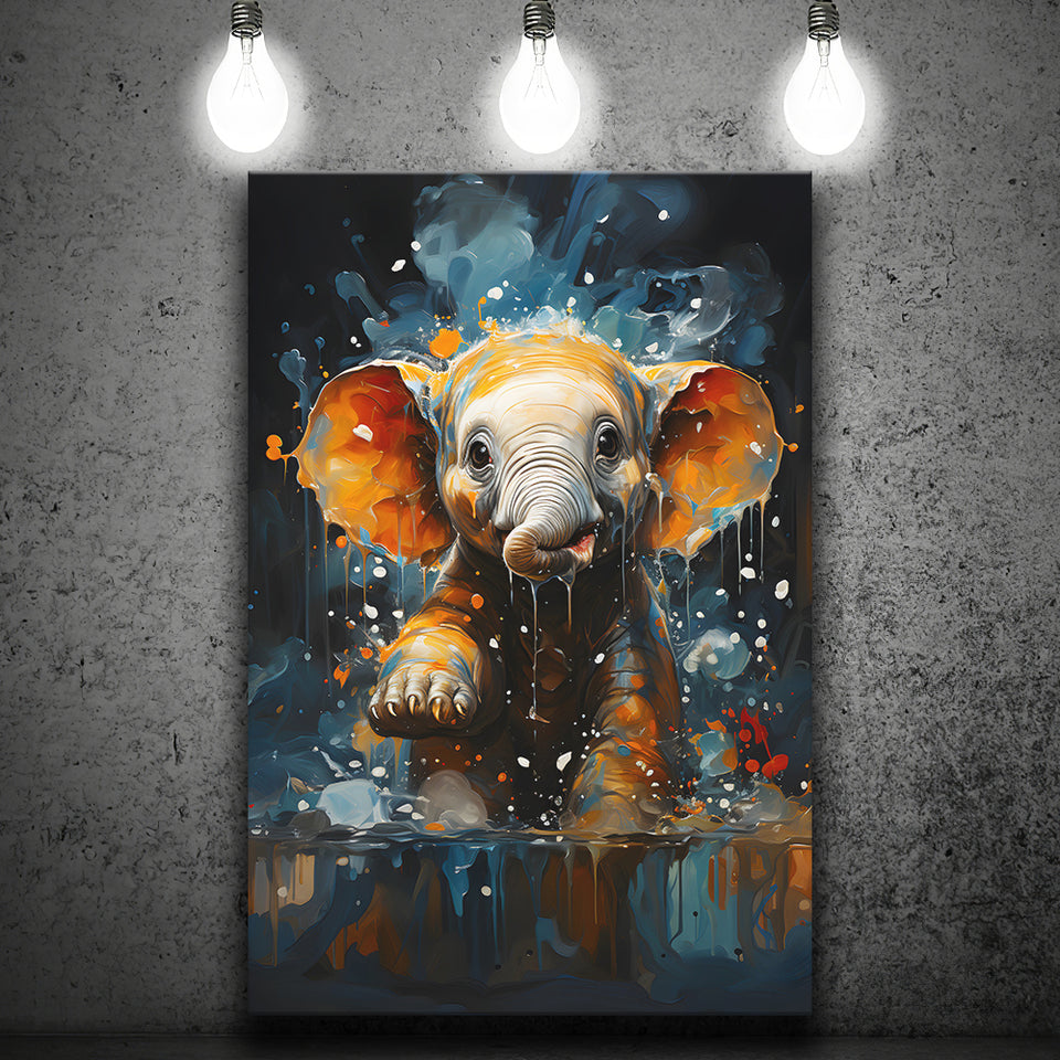 Baby Elephant Cute In Bathroom Canvas Prints Wall Art Home Decor, Painting Canvas, Living Room Wall Decor