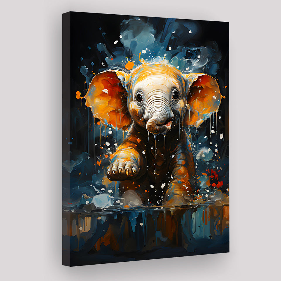 Baby Elephant Cute In Bathroom Canvas Prints Wall Art Home Decor, Painting Canvas, Living Room Wall Decor