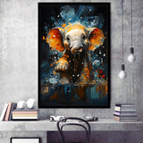 Baby Elephant Cute In Bathroom Framed Art Prints Wall Decor, Painting Art, Framed Picture