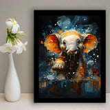 Baby Elephant Cute In Bathroom Framed Art Prints Wall Decor, Painting Art, Framed Picture