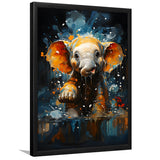 Baby Elephant Cute In Bathroom Framed Art Prints Wall Decor, Painting Art, Framed Picture