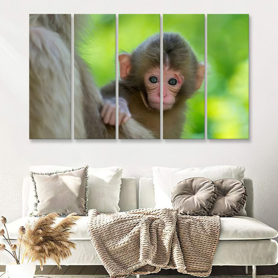 Baby Monkey 5 Pieces B Canvas Prints Wall Art - Painting Canvas, Multi Panel, Wall Decor, Canvas Art