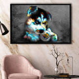 Baby Puppy Pop Art Pet Lover Framed Canvas Prints Wall Art Decor - Painting Canvas, Floating Frame, Framed Picture