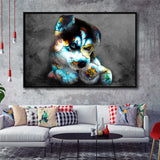 Baby Puppy Pop Art Pet Lover Framed Canvas Prints Wall Art Decor - Painting Canvas, Floating Frame, Framed Picture