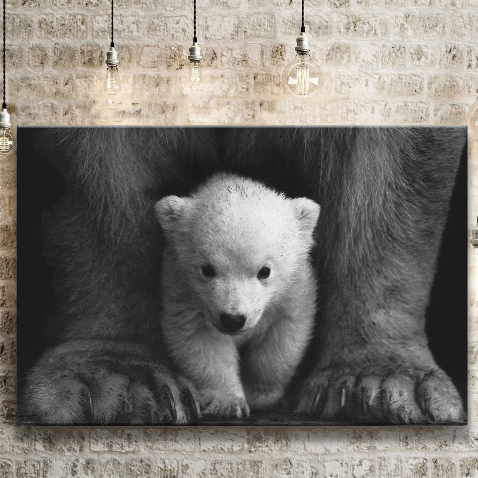 Baby Polar Bear, Animal Black And White, Canvas Prints Wall Art Home Decor