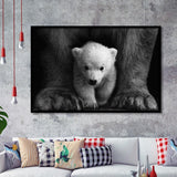 Baby Polar Bear, Animal Black And White, Framed Art Prints Wall Art Home Decor, Ready to Hang
