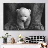 Baby Polar Bear, Animal Black And White, Canvas Prints Wall Art Home Decor
