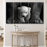 Baby Polar Bear, Animal Black And White, Multi Panels, 5 Pieces B, Canvas Prints Wall Art Home Decor,X Large Canvas
