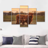 Baby Scottish Highland Cow  5 Pieces Canvas Prints Wall Art - Painting Canvas, Multi Panels, 5 Panel, Wall Decor
