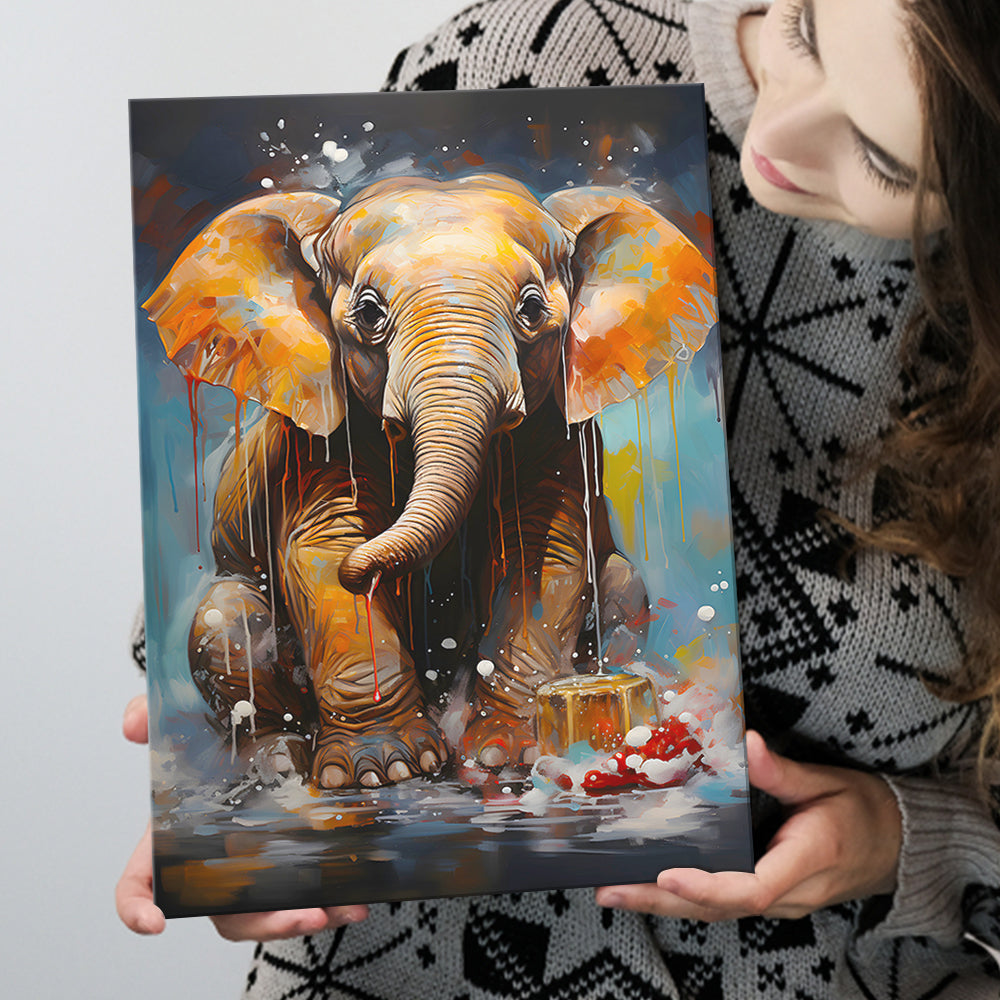 Baby Elephant Sitting In Bathroom Canvas Prints Wall Art Home Decor, P –  UnixCanvas