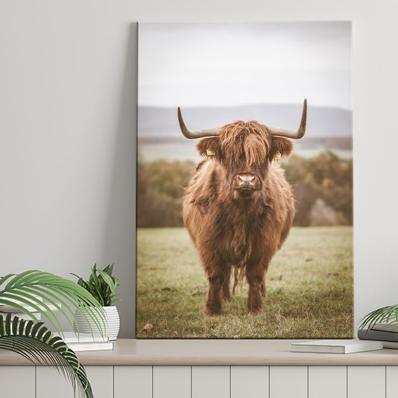 Baby highland cow portrait Canvas Prints Wall Art - Painting Canvas, Wall Decor, Painting Prints
