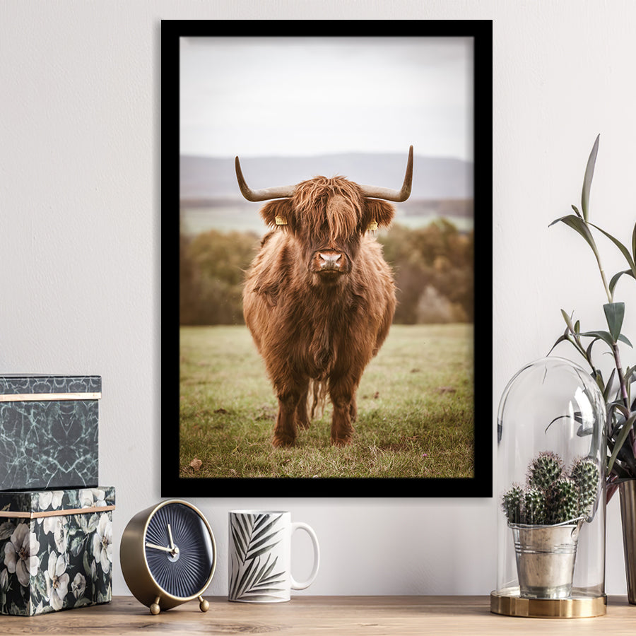 Baby highland cow portrait Framed Art Prints Wall Decor - Painting Prints, Framed Picture