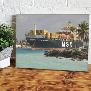 Bahamas Grand Bahama Island Port Of Freeport Container Cargo Ship Canvas Wall Art - Canvas Prints, Prints For Sale, Painting Canvas