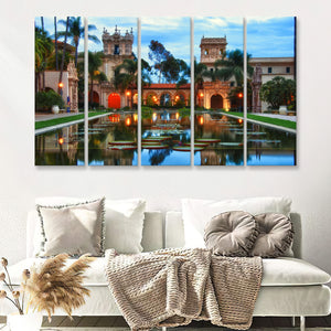 Balboa Park With A Fish Pond 5 Pieces B Canvas Prints Wall Art - Painting Canvas, Multi Panels,5 Panel, Wall Decor