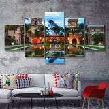 Balboa Park With A Fish Pond  5 Pieces Canvas Prints Wall Art - Painting Canvas, Multi Panels, 5 Panel, Wall Decor