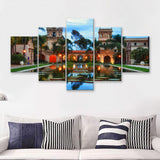 Balboa Park With A Fish Pond  5 Pieces Canvas Prints Wall Art - Painting Canvas, Multi Panels, 5 Panel, Wall Decor
