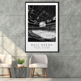 Ball Arena Colorado Avalanche Ice Hockey Lovers Black And White Art Framed Canvas Prints Wall Art Home Decor, Floating Frame