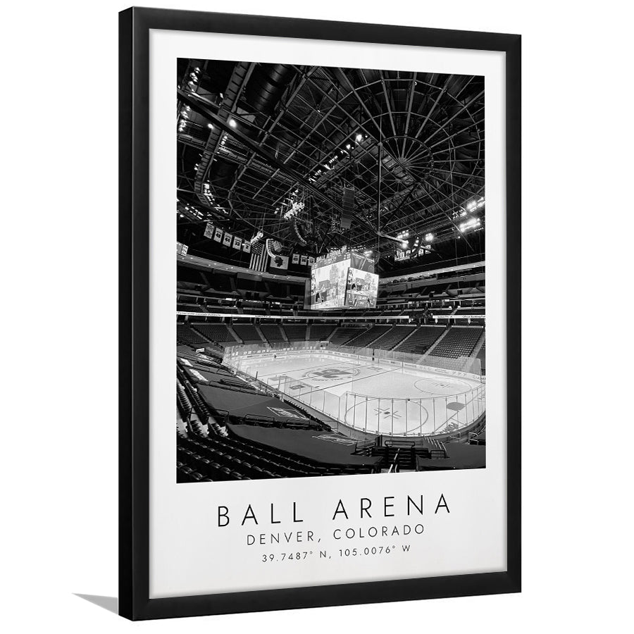 Ball Arena Colorado Avalanche Ice Hockey Lovers Black And White Art Framed Art Prints Wall Art Decor, Framed Picture