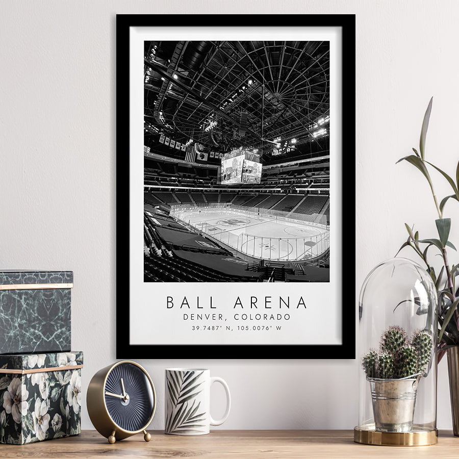 Ball Arena Colorado Avalanche Ice Hockey Lovers Black And White Art Framed Art Prints Wall Art Decor, Framed Picture