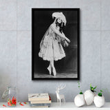 Ballerina Black And White Print, Vintage Dancer Framed Canvas Prints Wall Art Home Decor, Floating Frame