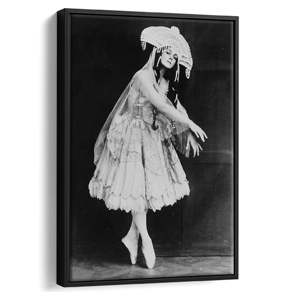 Ballerina Black And White Print, Vintage Dancer Framed Canvas Prints Wall Art Home Decor, Floating Frame