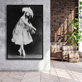 Ballerina Black And White Print, Vintage Dancer Framed Canvas Prints Wall Art Home Decor, Floating Frame