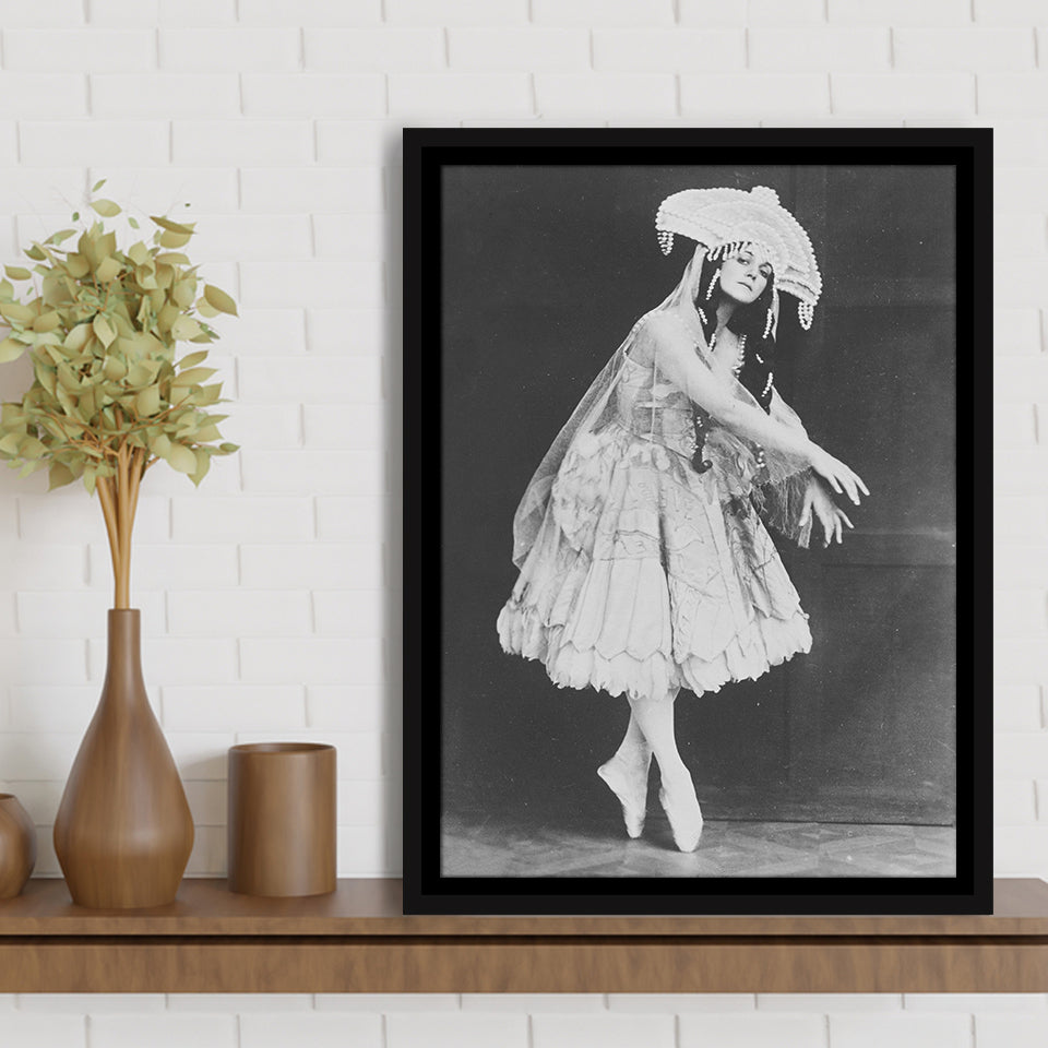 Ballerina Black And White Print, Vintage Dancer Framed Canvas Prints Wall Art Home Decor, Floating Frame