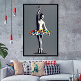Ballerina Dancing Girl Modern Street Art Graffiti, Framed Art Prints Wall Art Home Decor, Ready to Hang