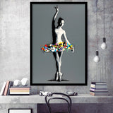 Ballerina Dancing Girl Modern Street Art Graffiti, Framed Art Prints Wall Art Home Decor, Ready to Hang