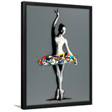 Ballerina Dancing Girl Modern Street Art Graffiti, Framed Art Prints Wall Art Home Decor, Ready to Hang