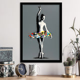 Ballerina Dancing Girl Modern Street Art Graffiti, Framed Art Prints Wall Art Home Decor, Ready to Hang